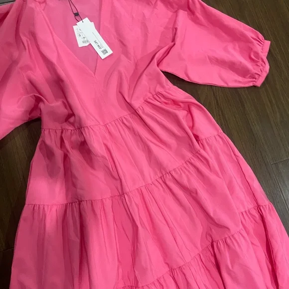 Zara new sleeve poplin pink dress - Picture 4 of 6